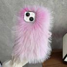 For iPhone 14 Plus Wool Long Plush TPU Phone Case(Pink) - 1