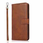 For iPhone 14 Plus Calf Texture 2 in 1 Detachable Magnetic Back Cover Leather Case(Brown) - 2