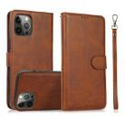 For iPhone 14 Pro Calf Texture 2 in 1 Detachable Magnetic Back Cover Leather Case(Brown) - 1