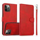 For iPhone 14 Pro Max Calf Texture 2 in 1 Detachable Magnetic Back Cover Leather Case(Red) - 1