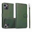 For iPhone 15 Calf Texture 2 in 1 Detachable Magnetic Back Cover Leather Case(Green) - 1