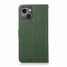 For iPhone 15 Calf Texture 2 in 1 Detachable Magnetic Back Cover Leather Case(Green) - 3