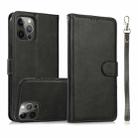 For iPhone 15 Pro Calf Texture 2 in 1 Detachable Magnetic Back Cover Leather Case(Black) - 1