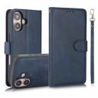 For iPhone 16 Calf Texture 2 in 1 Detachable Magnetic Back Cover Leather Case(Blue) - 1