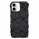 For iPhone 16 M-texture Plush TPU Phone Case(Black) - 1