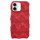 For iPhone 16 M-texture Plush TPU Phone Case(Red) - 1