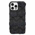 For iPhone 16 Pro Max M-texture Plush TPU Phone Case(Black) - 1