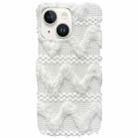 For iPhone 14 Plus W-texture Plush TPU Phone Case(White) - 1