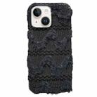 For iPhone 14 Plus W-texture Plush TPU Phone Case(Black) - 1