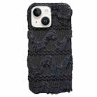 For iPhone 15 Plus W-texture Plush TPU Phone Case(Black) - 1