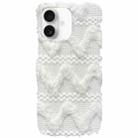 For iPhone 16 Plus W-texture Plush TPU Phone Case(White) - 1