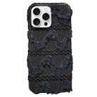 For iPhone 16 Pro W-texture Plush TPU Phone Case(Black) - 1