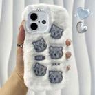 For iPhone 16 Plus Plush Cute Cat Full Coverage Silicone Phone Case(White) - 1