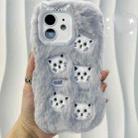 For iPhone 12 Plush Cute Cat Full Coverage Silicone Phone Case(Grey) - 1