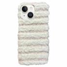 For iPhone 13 Horizontal Striped Plush TPU Phone Case(Pink White) - 1