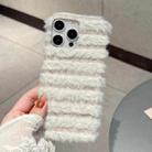 For iPhone 13 Horizontal Striped Plush TPU Phone Case(Pink White) - 2