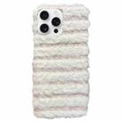 For iPhone 13 Pro Horizontal Striped Plush TPU Phone Case(Pink White) - 1