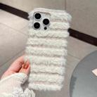 For iPhone 13 Pro Horizontal Striped Plush TPU Phone Case(Pink White) - 2