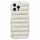 For iPhone 13 Pro Max Horizontal Striped Plush TPU Phone Case(Pink White) - 1