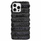 For iPhone 13 Pro Max Horizontal Striped Plush TPU Phone Case(Black) - 1