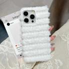 For iPhone 13 Pro Max Horizontal Striped Plush TPU Phone Case(White) - 2