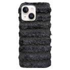 For iPhone 14 Horizontal Striped Plush TPU Phone Case(Black) - 1