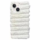 For iPhone 14 Horizontal Striped Plush TPU Phone Case(White) - 1