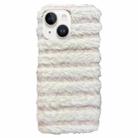 For iPhone 14 Plus Horizontal Striped Plush TPU Phone Case(Pink White) - 1