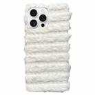 For iPhone 14 Pro Horizontal Striped Plush TPU Phone Case(White) - 1