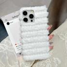 For iPhone 15 Horizontal Striped Plush TPU Phone Case(White) - 2