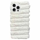 For iPhone 15 Pro Horizontal Striped Plush TPU Phone Case(White) - 1