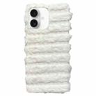 For iPhone 16 Plus Horizontal Striped Plush TPU Phone Case(White) - 1