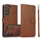 For Samsung Galaxy S23 5G Calf Texture 2 in 1 Detachable Magnetic Back Cover Leather Case(Brown) - 1