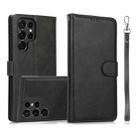 For Samsung Galaxy S22 Ultra 5G Calf Texture 2 in 1 Detachable Magnetic Back Cover Leather Case(Black) - 1