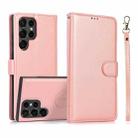 For Samsung Galaxy S22 Ultra 5G Calf Texture 2 in 1 Detachable Magnetic Back Cover Leather Case(Rose Gold) - 1