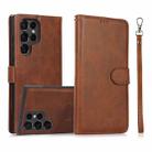 For Samsung Galaxy S23 Ultra 5G Calf Texture 2 in 1 Detachable Magnetic Back Cover Leather Case(Brown) - 1