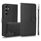 For Samsung Galaxy S24+ 5G Calf Texture 2 in 1 Detachable Magnetic Back Cover Leather Case(Black) - 1