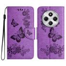 For Redmi 14C Butterfly Embossed Flip Leather Phone Case(Purple) - 1