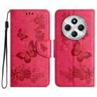 For Redmi 14C Butterfly Embossed Flip Leather Phone Case(Red) - 1