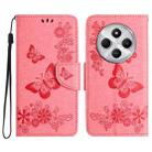 For Redmi 14C Butterfly Embossed Flip Leather Phone Case(Pink) - 1