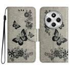 For Redmi 14C Butterfly Embossed Flip Leather Phone Case(Grey) - 1