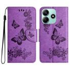 For Redmi Note 14 5G Butterfly Embossed Flip Leather Phone Case(Purple) - 1