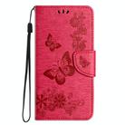 For Redmi Note 14 5G Butterfly Embossed Flip Leather Phone Case(Red) - 2