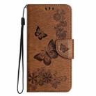 For Redmi Note 14 5G Butterfly Embossed Flip Leather Phone Case(Brown) - 2