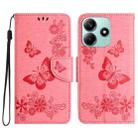 For Redmi Note 14 5G Butterfly Embossed Flip Leather Phone Case(Pink) - 1