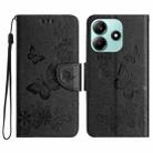 For Redmi Note 14 5G Butterfly Embossed Flip Leather Phone Case(Black) - 1