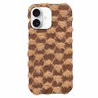 For iPhone 16 Dot Plush TPU Phone Case(Brown) - 1