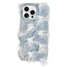 For iPhone 16 Pro Max Camellia Denim Plush TPU Phone Case(Light Blue) - 1