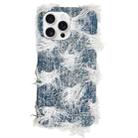 For iPhone 16 Pro Max Camellia Denim Plush TPU Phone Case(Blue) - 1