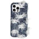 For iPhone 16 Pro Camellia Denim Plush TPU Phone Case(Dark Blue) - 1